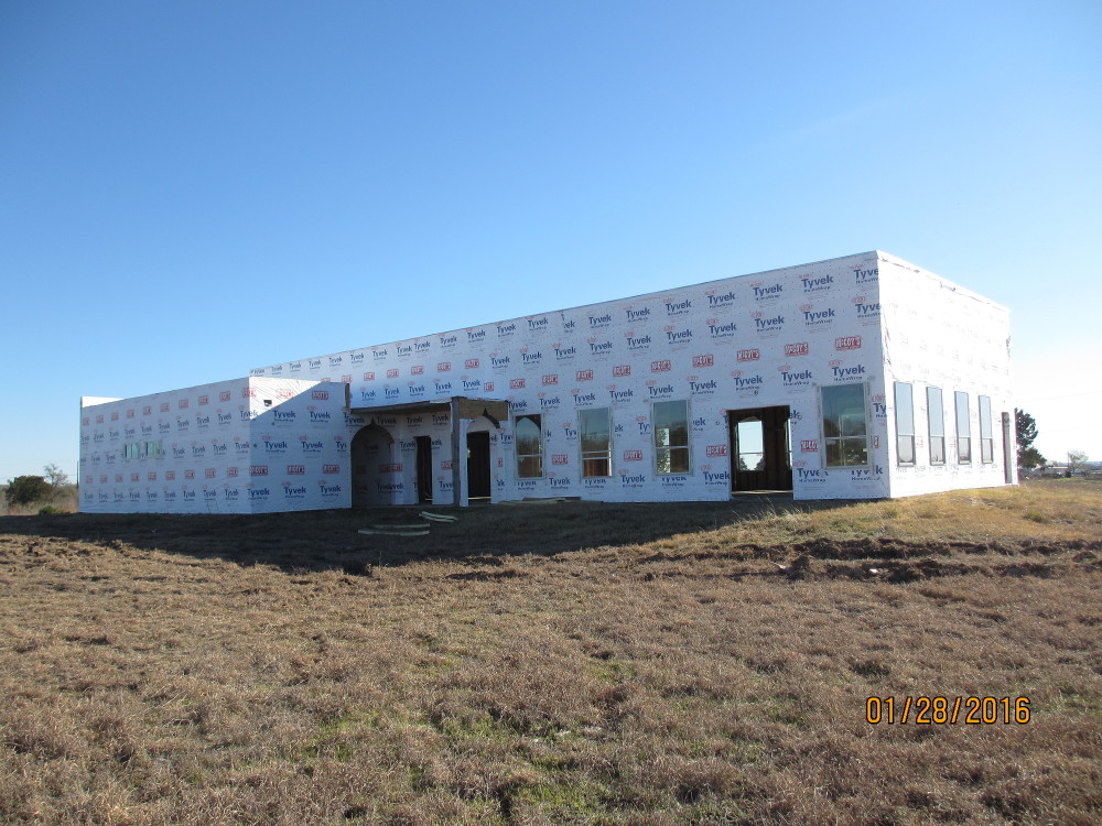 External view with Tyvek cover